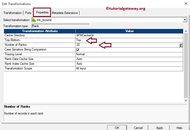 Informatica Rank Transformation 10